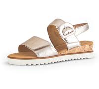 Keilsandalette GABOR "GENUA", Damen, Gr. 36, gold (goldfarben), Glattleder, metallic, Schuhe, Riemchensandale, Sommerschuh, Komfortschuh in Weite G (=weit) (14892837-36) goldfarben