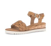 Keilsandalette GABOR "Genua", Damen, Gr. 36, hellbraun, Ziegenveloursleder, Flechtoptik, Basic, Schuhe, Riemchensandale, Sommerschuh in Weite G (= weit) (30541203-36) hellbraun