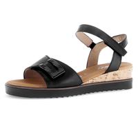Keilsandalette GABOR "GENUA", Damen, Gr. 36, schwarz, Kalbsleder, unifarben, Schuhe Keilsandalette, Riemchensandale, Komfortschuh, Sommerschuh, Schmuckelement, Weite G (36574136-36)
