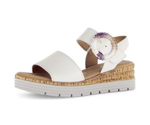Keilsandalette GABOR "Genua", Damen, Gr. 37, creme, Glattleder, Schuhe, Plateau, Sommerschuh mit dekorativer Zierschnalle, G-Weite (84256715-37) creme