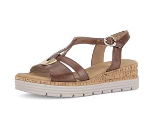 Keilsandalette GABOR "Genua", Damen, Gr. 38, beige, Kalbsleder, Schuhe, Riemchensandale, Sommerschuh, Komfortschuh in Weite G (=weit) (72577237-38) beige
