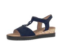 Keilsandalette GABOR "Genua", Damen, Gr. 38, blau (dunkelblau), Ziegenveloursleder, Schuhe, Sommerschuh, Komfortschuh in Weite G (=weit) (71410708-38) dunkelblau
