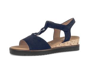 Keilsandalette GABOR "Genua", Damen, Gr. 38, blau (dunkelblau), Ziegenveloursleder, Schuhe, Sommerschuh, Komfortschuh in Weite G (=weit) (71410708-38) dunkelblau