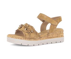 Keilsandalette GABOR "Genua", Damen, Gr. 38, hellbraun, Ziegenveloursleder, Schuhe, Plateau, Sommerschuh mit Klettverschluss, G-Weite (66862040-38) hellbraun