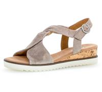 Keilsandalette GABOR "GENUA", Damen, Gr. 39, grau (taupe), Ziegenveloursleder, metallic, Schuhe Keilsandalette, Sommerschuh, Sandale, Keilabsatz, mit Metallic-Effekt, G-Weite, Topseller (56022000-39)