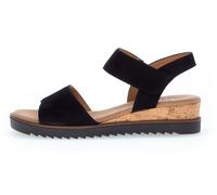 Keilsandalette GABOR "GENUA", Damen, Gr. 39, schwarz (schwarz, schwarz), Ziegenveloursleder, Schuhe, Sommerschuh, Sandale, mit kleinem Stretch, Weite G (42136613-39) schwarz, schwarz