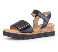 Keilsandalette GABOR "GENUA", Damen, Gr. 40, schwarz, Kalbsleder, unifarben, Schuhe Keilsandalette, Keilabsatz, Sommerschuh, Sandale mit Klettverschlüssen, Weite G (48205366-40)