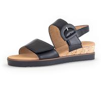 Keilsandalette GABOR "GENUA", Damen, Gr. 40, schwarz, Kalbsleder, unifarben, Schuhe Keilsandalette, Riemchensandale, Sommerschuh, Komfortschuh in Weite G (=weit) (60929945-40)