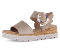 Keilsandalette GABOR "GENUA", Damen, Gr. 41, beige (sand), Ziegenveloursleder, unifarben, Schuhe, Sommerschuh, Riemchensandale, Komfortschuh in Weite G (=weit) (68091368-41) sand