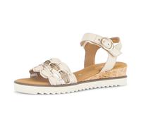 Keilsandalette GABOR "Genua", Damen, Gr. 41, creme, goldfarben, Kalbsleder, metallic, Basic, Schuhe, Riemchensandale, Sommerschuh in Weite G (= weit) (41707400-41) creme, goldfarben