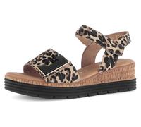 Keilsandalette GABOR "GENUA", Damen, Gr. 42, braun (leo), Ziegenveloursleder, animal-print, Schuhe, Riemchensandale, Komfortschuh, Schmuckelement, G-Weite (71555862-42) leo