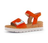 Keilsandalette GABOR "GENUA", Damen, Gr. 42, orange, Ziegenveloursleder, Schuhe Keilsandalette, Riemchensandale, Komfortschuh, Schmuckelement, G-Weite (27504512-42)