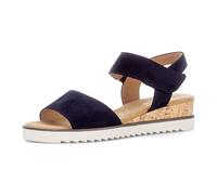 Keilsandalette GABOR "GENUA", Damen, Gr. 43, dunkelblau, Ziegenveloursleder, Schuhe, Sommerschuh, Sandale, mit kleinem Stretch, Weite G (54074661-43) dunkelblau