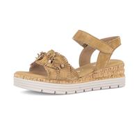 Keilsandalette GABOR "Genua", Damen, Gr. 43, hellbraun, Ziegenveloursleder, Schuhe, Plateau, Sommerschuh mit Klettverschluss, G-Weite (66862040-43) hellbraun