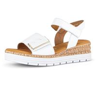 Keilsandalette GABOR "GENUA", Damen, Gr. 44, weiß, Kalbsleder, unifarben, Schuhe Keilsandalette, Keilabsatz, Sommerschuh, Sandale mit Klettverschlüssen, Weite G (10775004-44)