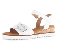 Keilsandalette GABOR "GENUA", Damen, Gr. 44, weiß, Kalbsleder, unifarben, Schuhe Keilsandalette, Riemchensandale, Komfortschuh, Sommerschuh, Schmuckelement, Weite G (54307116-44)