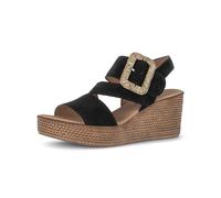 Keilsandalette GABOR, Damen, Gr. 36, schwarz, Veloursleder, unifarben, Schuhe, Sommerschuh, Riemchensandale mit Best Fitting-Ausstattung (41143941-36) schwarz