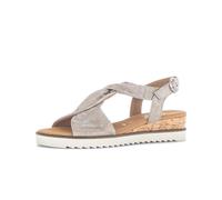 Keilsandalette GABOR "GENUA", Damen, Gr. 37, grau (taupe), Ziegenveloursleder, metallic, Schuhe Keilsandalette, Sommerschuh, Sandale, Keilabsatz, mit Metallic-Effekt, G-Weite, Topseller (56022000-37)