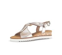 Sandalette GABOR "GENUA", Damen, Gr. 41, gold (goldfarben), Glattleder, metallic, Schuhe Sandalette, Keilabsatz, Sommerschuh, Riemchensandale in Komfortweite G (=weit) (70840340-41) goldfarben