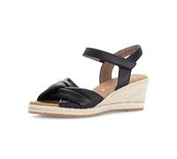 Keilsandalette GABOR "ATHEN", Damen, Gr. 42, schwarz, Nappaleder, unifarben, Schuhe, Riemchensandale, Sommerschuh mit Klettverschluss, G-Weite (55117929-42) schwarz