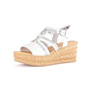 Keilsandalette GABOR "Keilsandalette Materialmix Leder", Damen, Gr. 40, weiß, Schuhe (14299421-40) weiß