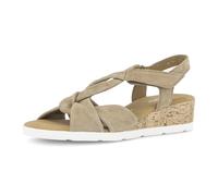 Keilsandalette GABOR "Malta", Damen, Gr. 39, beige (sand), Ziegenveloursleder, Schuhe, Sommerschuh, Riemchensandale mit weichen Bandagen, G-Weite (39314068-39) sand