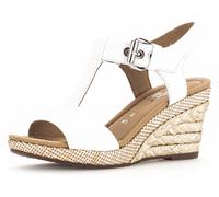 Keilsandalette GABOR "MILANO", Damen, Gr. 42, weiß, Kalbsleder, Schuhe Keilsandalette, Sommerschuh, Sandale, Keilabsatz, mit Bastbezug, Weite G (23148959-42)