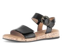 Keilsandalette GABOR "RHODOS", Damen, Gr. 36, schwarz, Kalbsleder, unifarben, Schuhe, Riemchensandale, Komfortschuh, Sommerschuh mit hübscher Zierschnalle (18356633-36) schwarz