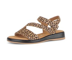 Keilsandalette GABOR "Rhodos", Damen, Gr. 37, leo, Ziegenveloursleder, Schuhe, Riemchensandale, Sommerschuh in angesagter Leo-Optik, G-Weite (69569633-37) leo