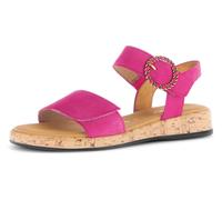 Keilsandalette GABOR "RHODOS", Damen, Gr. 37, pink, Ziegenveloursleder, unifarben, Schuhe Keilsandalette, Riemchensandale, Komfortschuh, Sommerschuh mit hübscher Zierschnalle (19218442-37)