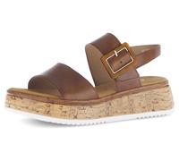 Keilsandalette GABOR "RHODOS", Damen, Gr. 39, braun, Kalbsleder, unifarben, modisch, Schuhe, Riemchensandale, Sommerschuh, Sandale in Weite G (=weit) (21908203-39) braun