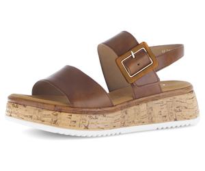 Keilsandalette GABOR "RHODOS", Damen, Gr. 39, braun, Kalbsleder, unifarben, Schuhe, Riemchensandale, Sommerschuh, Sandale in Weite G (=weit) (21908203-39) braun