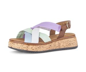 Keilsandalette GABOR "Rhodos", Damen, Gr. 39, pastellfarben, Glattleder, Schuhe, Riemchensandale, Sommerschuh in Bequemweite G (= weit) (79331739-39) pastellfarben