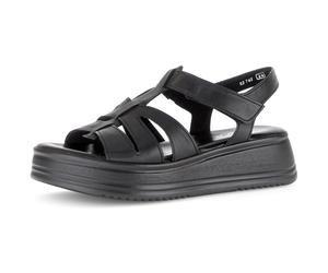 Keilsandalette GABOR "Rhodos", Damen, Gr. 39, schwarz, Kalbsleder, Schuhe, Riemchensandale, Sommerschuh mit modischen Riemchen, G-Weite (58295924-39) schwarz