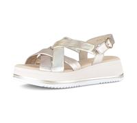 Keilsandalette GABOR "Rhodos", Damen, Gr. 40, goldfarben, Glattleder, metallic, Schuhe, Riemchensandale, Sommerschuh in Bequemweite G (= weit) (49747118-40) goldfarben