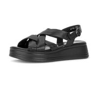 Keilsandalette GABOR "Rhodos", Damen, Gr. 40, Textil, schwarz, Glattleder, unifarben, Schuhe, Riemchensandale, Sommerschuh in Bequemweite G (= weit) (56423006-40) schwarz