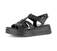 Keilsandalette GABOR "Rhodos", Damen, Gr. 40, Textil, schwarz, Kalbsleder, Schuhe, Riemchensandale, Sommerschuh mit modischen Riemchen, G-Weite (58295924-40) schwarz