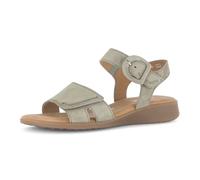 Keilsandalette GABOR "Rhodos", Damen, Gr. 41, schilf, Ziegenveloursleder, Schuhe, Sommerschuh, Komfortschuh mit Klettverschlüssen, G-Weite (30189125-41) schilf