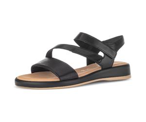 Keilsandalette GABOR "RHODOS", Damen, Gr. 43, schwarz, Leder, Schuhe, Sommerschuh, Sandale, in Komfort-Schuhweite G (=weit) (22071523-43) schwarz