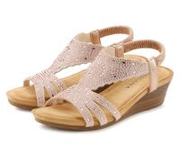Keilsandalette LASCANA "Elegante Sommer-Sandalette", Damen, Gr. 36, rosa (rosegoldfarben), Obermaterial: 100% Textilmaterial. Decksohle: 100% Textilmaterial. Laufsohle: 100% Synthetik, unifarben, fest