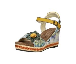 Keilsandalette LAURA VITA "LAURA VITA Sandalen Leder", Damen, Gr. 39, grün, Leder, Schuhe (32516010-39) grün