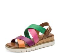 Keilsandalette MARCO TOZZI, Damen, Gr. 42, cognac multi, Lederimitat, mehrfarbig, Schuhe, Plateau, Riemchensandale in farbenfroher Gestaltung (31158931-42) cognac multi