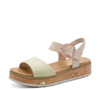 Keilsandalette MARCO TOZZI "GRADI", Damen, Gr. 37, kiwi, grün, Textil, kontrastfarbene Details, Schuhe, Plateau, Sommerschuh, Riemchensandale mit Sohle im Kork-Look (36780017-37) kiwi, grün