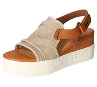 Keilsandalette MUSTANG SHOES, Damen, Gr. 40, braun (braun, beige), Lederimitat, Textil, Schuhe Keilsandalette, Keilsandale, Plateausandale mit Klettverschluss (79932257-40)