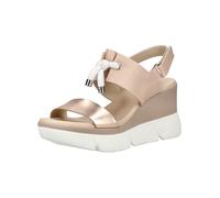 Keilsandalette NERO GIARDINI "Nero Giardini Sandalen Leder", Damen, Gr. 38, beige, gold, Leder, Schuhe (97201641-38) beige, gold
