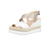 Keilsandalette NERO GIARDINI "Nero Giardini Sandalen Leder", Damen, Gr. 39, weiß, gold, Leder, Schuhe (44318429-39) weiß, gold