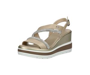Keilsandalette NERO GIARDINI "Nero Giardini Sandalen Leder", Damen, Gr. 40, beige, Leder, Schuhe (87328030-40) beige