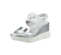 Keilsandalette NERO GIARDINI "Nero Giardini Sandalen Leder", Damen, Gr. 40, silber (weiß, silber), Leder, Schuhe (48429710-40) weiß, silber