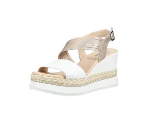 Keilsandalette NERO GIARDINI "Nero Giardini Sandalen Leder", Damen, Gr. 41, beige (weiß, gold), Leder, Schuhe (44318429-41) weiß, gold
