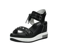 Keilsandalette NERO GIARDINI "Nero Giardini Sandalen Leder/Textil", Damen, Gr. 38, schwarz, Leder, Textil, Schuhe (47365211-38) schwarz